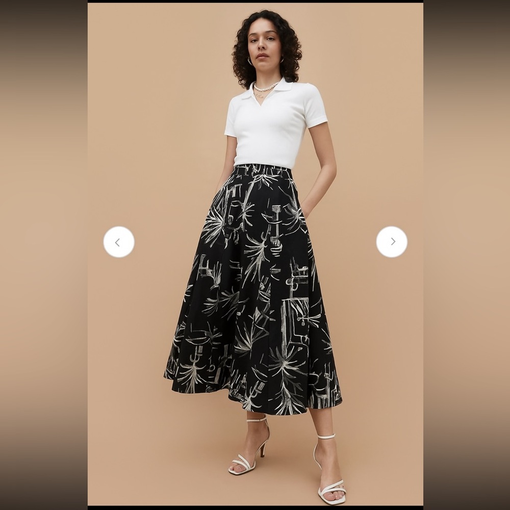 ZARA Casual  Women’s Long Skirts 100% Cotón Black Skirt with pockets and zipper)